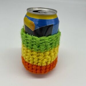 70s Groovy Handmade Colorful Koozie Orange Yellow And Green
